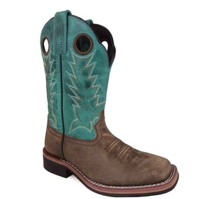 Smoky Mountain Brown Distress/Turquoise Leather Youth sized Boots 3851Y