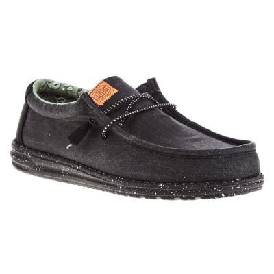 Hey Dude Black Wally Washed Canvas Men's Casual Shoes 40296-060