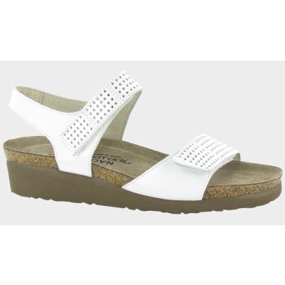 Naot White Pearl Leather/Glass Silver Vivian Womens Adjustable Strap Sandals