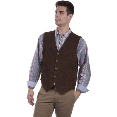 Scully Brown Lambskin Western All Leather Vest 507