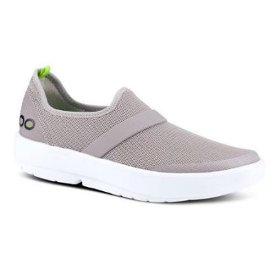 Oofos White and Gray Womens OOMG Low Comfort Shoe 5070