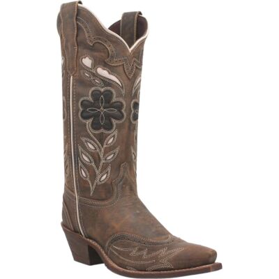 Laredo Brown Zuri Women's 12 inch Snip Toe Leather Western Boots 54268