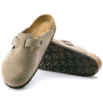 Birkenstock Taupe Boston Soft Footbed Suede Leather Women's Clog Shoes R560771