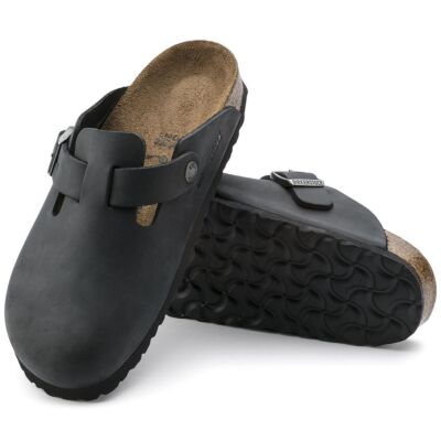 Birkenstock Black Boston Oiled Leather Women's Clog Shoes 59463N