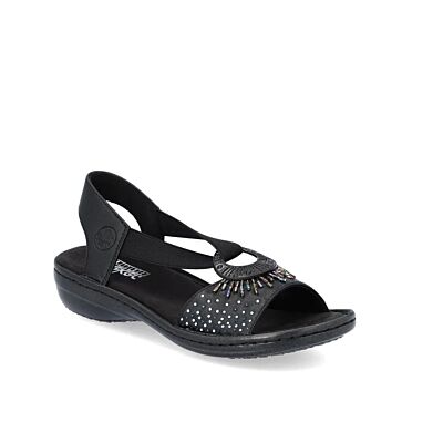 Rieker Black Regina O-Ring Women's Sandals 60880-00