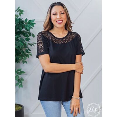 Grace and Emma Black Don't Worry So Much Women's Short Sleeve Top 7253B-BLK