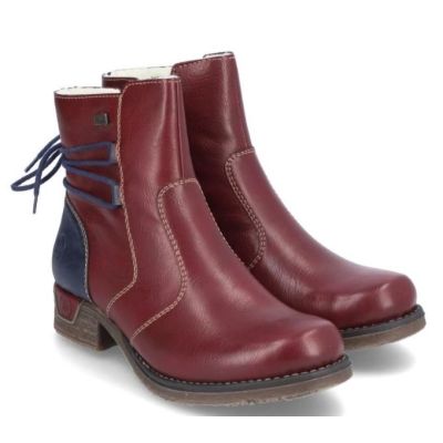 Rieker Wine Colorblock Women's Ankle Boots 79692-35