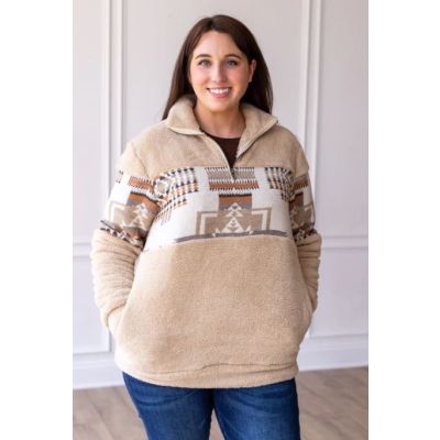 Southern Grace Beige And Aztec Womens Sherpa 9111E