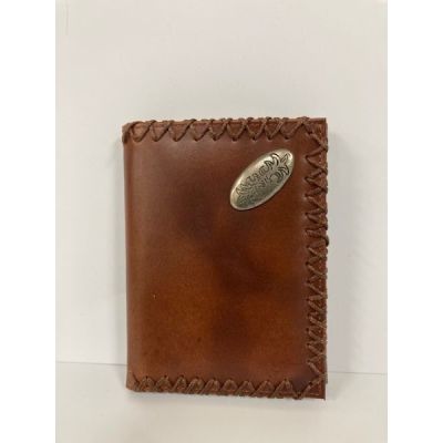 Boomer Leather Brown Trifold Concho Men's Wallet with Decorative Stitching 98004T-BRN
