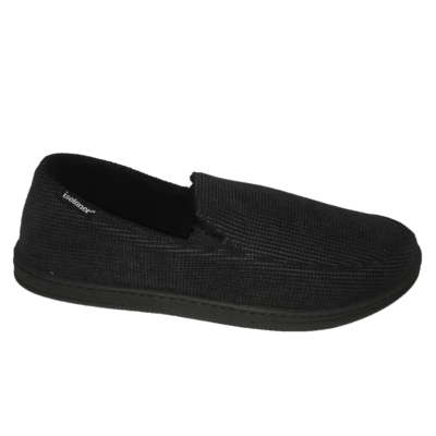Isotoner Black Plain Loafer Style Mens Slippers 9K298BLK
