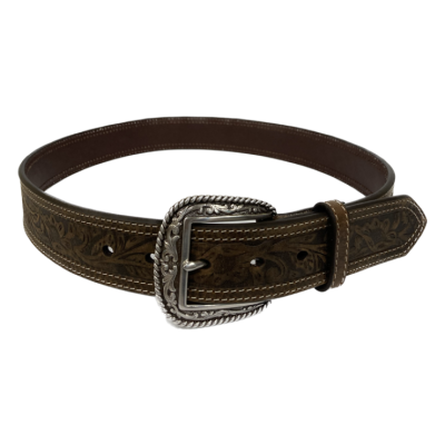 Double Stitch Floral Embossed Men's Western Belt A1012402