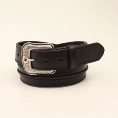 Ariat Black Leather Men's Belt with Western Center Strip A1019401