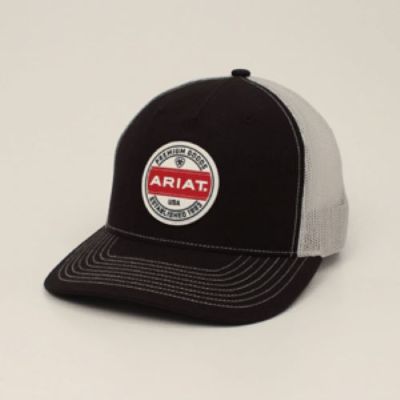 Ariat Black/Grey R112FP Cap with Ariat Logo Rubber Patch A300012501