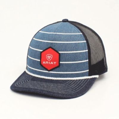 Ariat Denim with White Stripes (and Red Patch) Men's Cap A300017620
