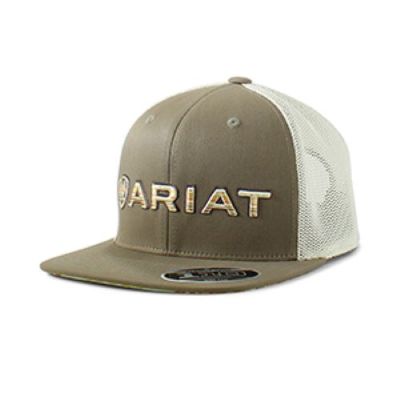 Ariat Dark Green Flexfit 110 Men's Logo Cap with Tan Mesh Back A300071019