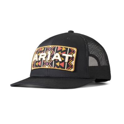 Ariat Black Snap Back Ladies Cap with Southwestern Print Patch Design A300085201