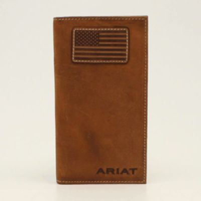 Ariat Medium Brown Flag Patch Rodeo Wallet A3548344