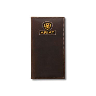 Ariat Medium Brown Rodeo Style Men's Wallet with Ribbon Inlay A3549444