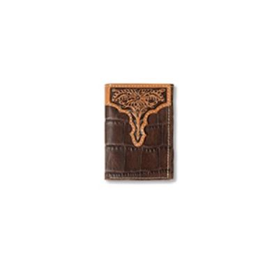 Ariat Brown Trifold Croco Texture Wallet A3552902