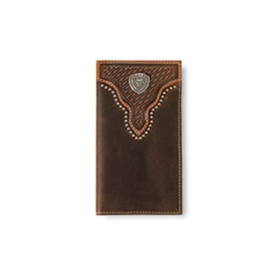 Ariat Brown Rodeo Men's Wallet with Basket Weave and Sunburst Embossing A3553402