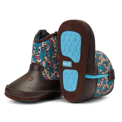 Ariat Brown Leopard and Cactus Print Lil' Stompers Infant Boots A442000802