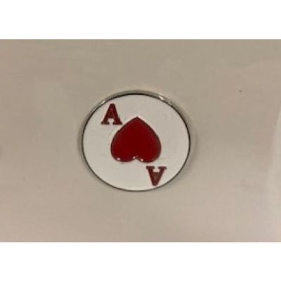 American Hat Makers White with Red Ace of Hearts Magnet Pin GB0007