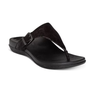 Aetrex Black Rita Adjustable Thong Womens Sandals AE800