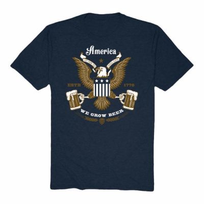 Rural Cloth Navy America We Grow Beer Tee Shirt with Eagle Graphic ABE1100HN
