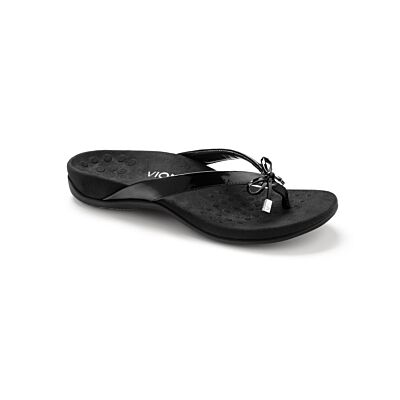 Vionic Black Patent Bella Women's Toe Post Sandals 10000435-001