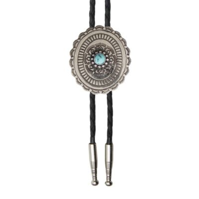 AndWest Silver Concho with Turquoise Bolor BOL175