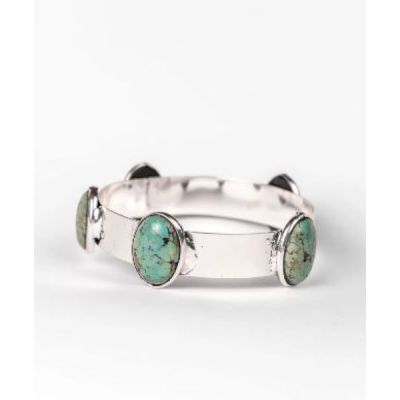 West and Co. Silver Bangle with Five Turquoise Oval Stones BR564
