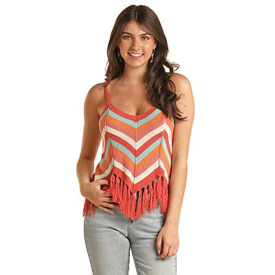 Rock & Roll Cowgirl Coral Crocheted Women's Tank BW20T03248