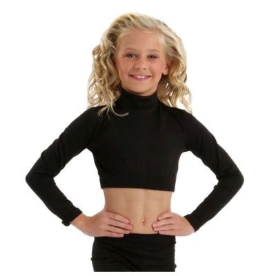 Body Wrappers White BW ProWear Long Sleeve Turtleneck Midriff Pullover BWP006