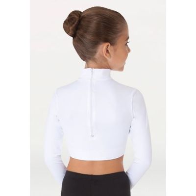Body Wrappers White BW ProWear Long Sleeve Adult Turtleneck Midriff Pullover BWP206