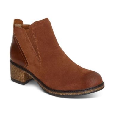 Aetrex Caramel Cafe Frankie Womens Ankle Boots CB152