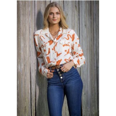 Cotton and Rye Outfitters Granger Wild West Women's Collared Neck Longsleeve Snap Shirt CRW902R