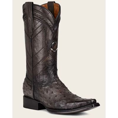 Cuadra Engraved Grey Genuine Ostrich Leather Exotic Men's Leather Boots CU603