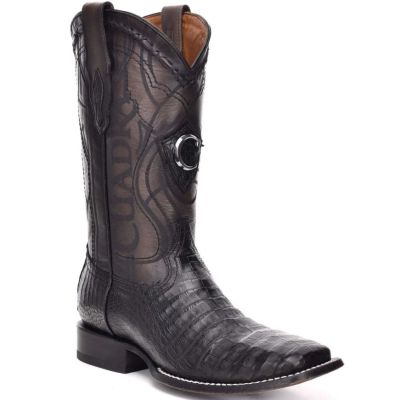 Cuadra Black Caiman Leather with Laser and Embroidery 13 inch Men's Square Toe Boots CU678