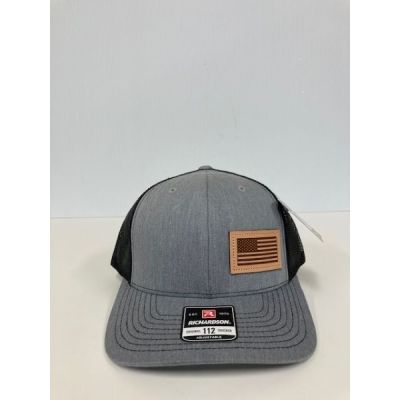 Dally Up Grey and Black Original 112 Tucker Cap with American Flag Leather Patch DALLY 392