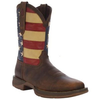 DB5554 Patriotic Flag Pull-On Square Toe Mens Western Cowboy Boots