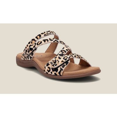 Taos Tan Leopard Print Double U Womens Sandals DBE-13930-TLEP