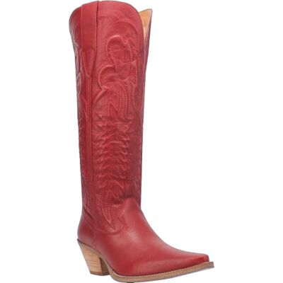 Dingo Red Raisin Kane Women's 17 inch Leather Snip Toe Western Boots DI167-RED