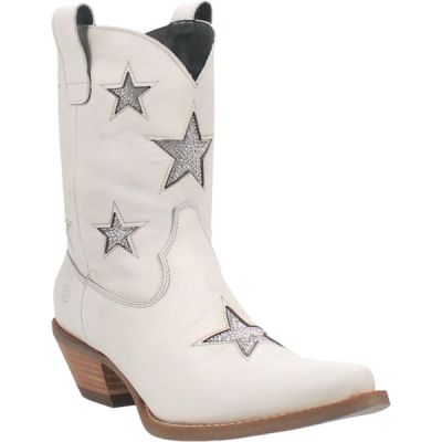Dingo White Star Struck Shortie 7 inch Women's Almond Toe Western Boots DI582-WHITE