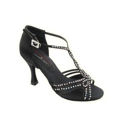 Black with Rhinestones Stephanie Ballroom Shoes with 2.5 Inch Heel
