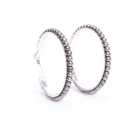 West and Co. Worn Silver Trimmed Hoop Earrings E516BS