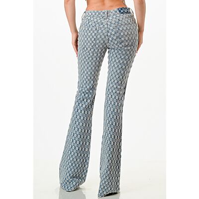 Grace in LA Checkerboard Easy Fit 33 inch Inseam Women's Flare Jeans ELS721