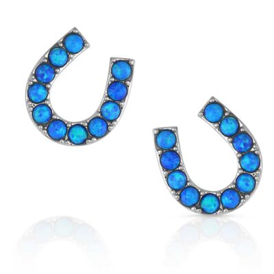 Montana Silversmiths Water's Luck Horseshoe Opal Earrings ER5256