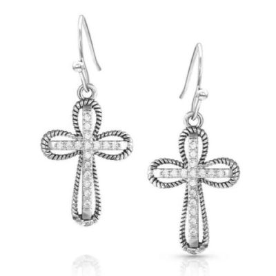 Montana Silversmiths Expressive Faith Crystal Rope Cross Earrings ER5470