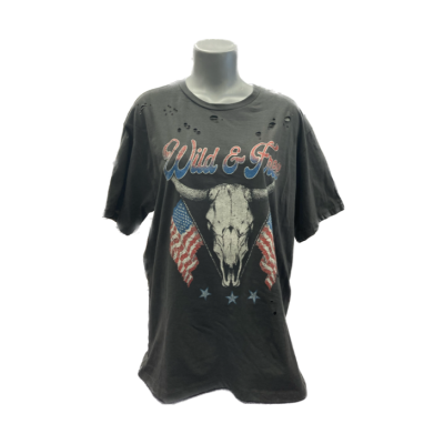 Zutter Black Wild and Free Women's Short Sleeve Graphic Tee Shirt F525-2020-BLK