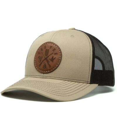 Yee Yee Tan/Dark Brown Frontier Snapback Adjustable Trucker Hat FRONTIER HAT